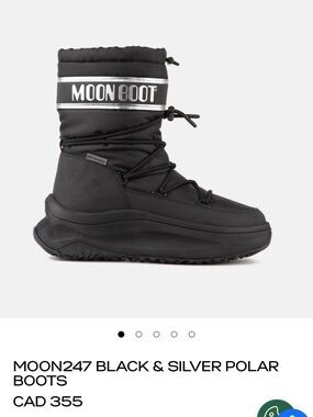 Moon Boot Black with Silver Trim Snow Boot